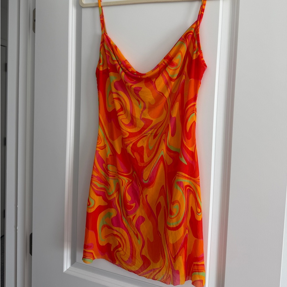 WeWoreWhat Orange and Pink Swirl Swim Coverup